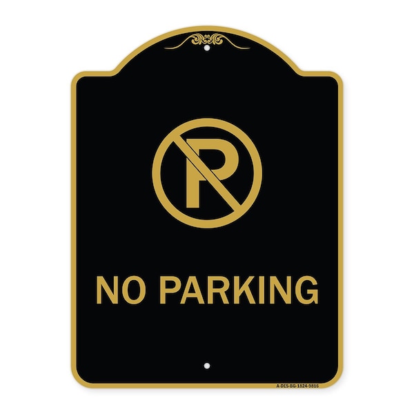 Signmission Designer Series-No Parking Small, Black & Gold Heavy-Gauge Aluminum, 24" x 18", BG-1824-9816 A-DES-BG-1824-9816 - main